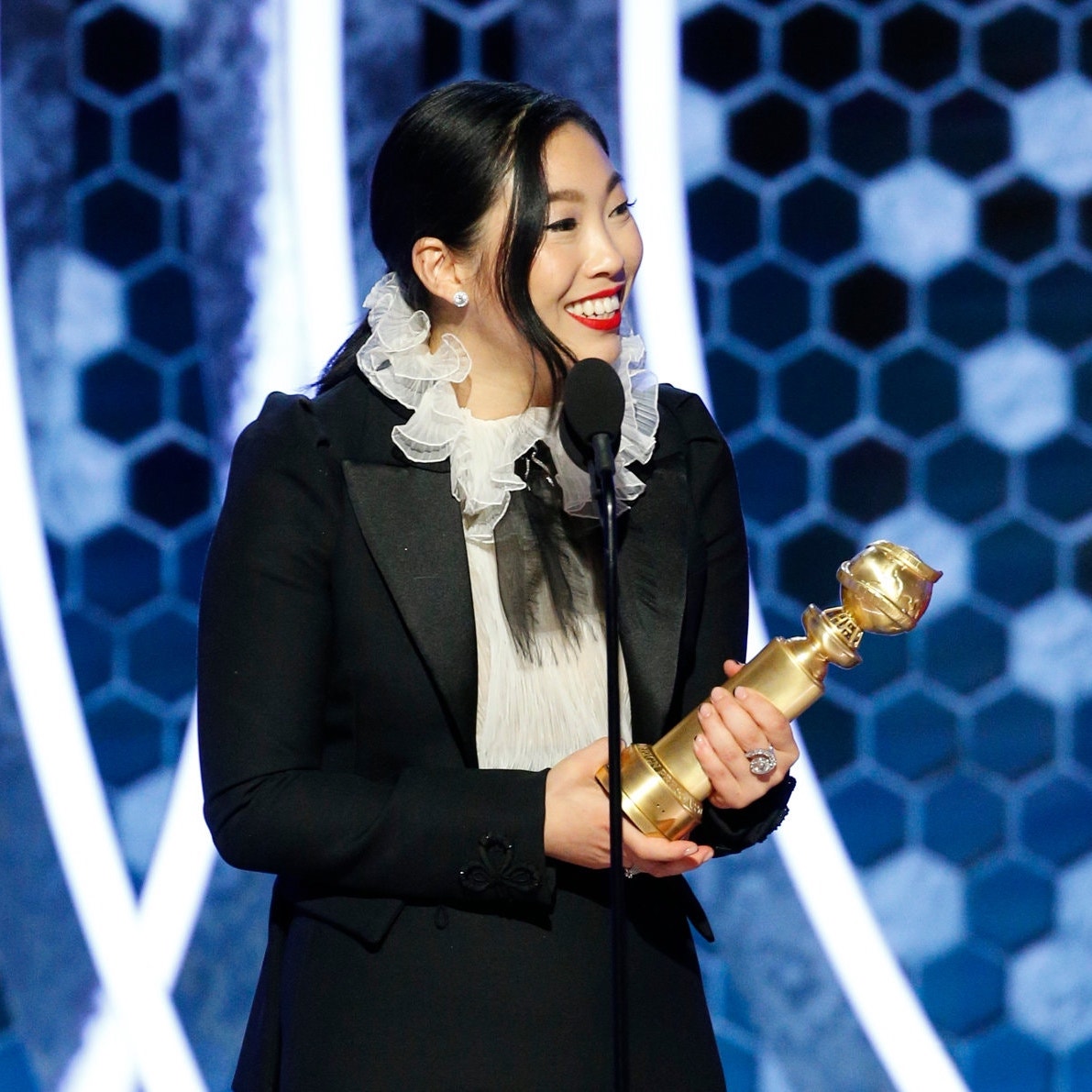 Awkwafina at the golden globes