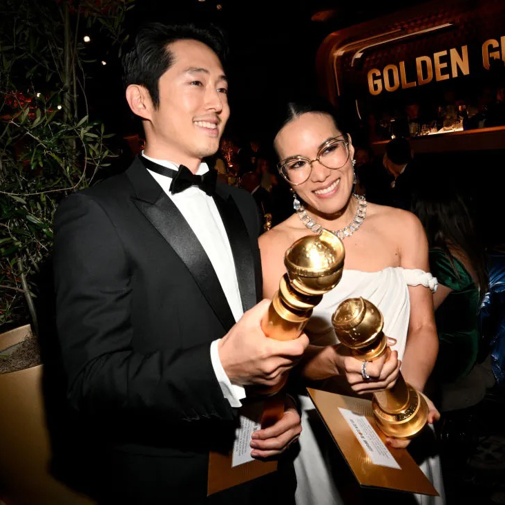 steven yeun and ali wong at the 2024 golden globes